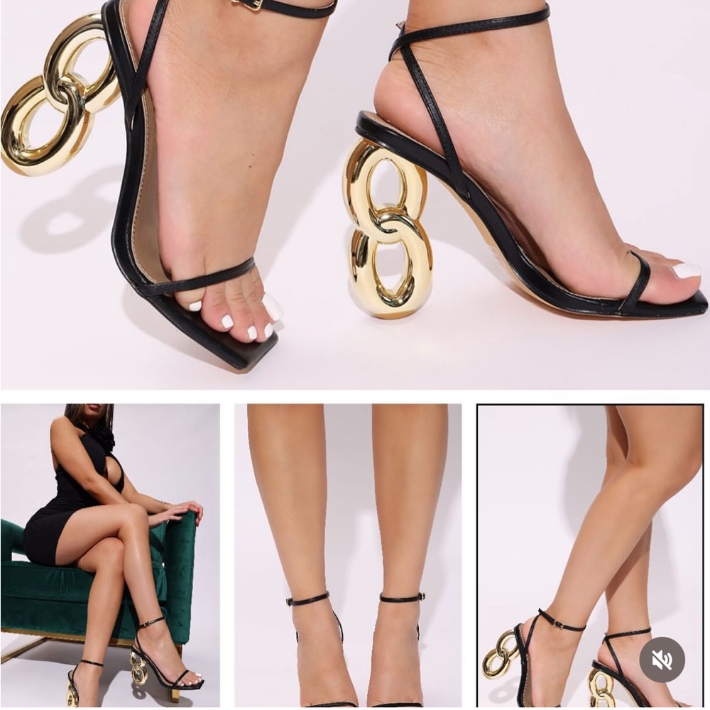 Elegant Black and Gold Women's Heels